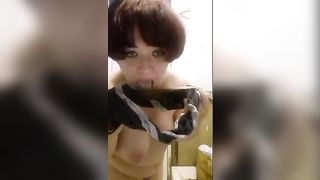 Emo girl licking poop from black panties