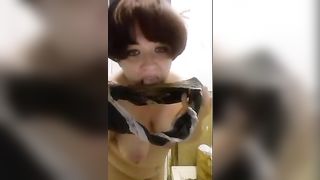 Emo girl licking poop from black panties
