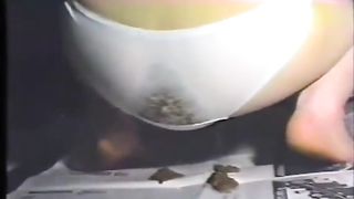 Liquid shit in grey panties