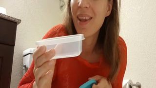 Huge turd in a plastic container