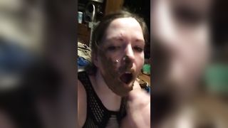 Scat girl begs for a facial
