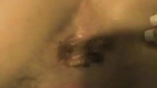 Brunette babe with fake tits pooping