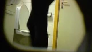 Spying on blonde girl shitting