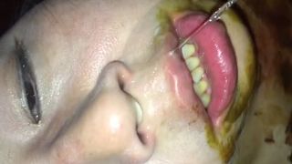 Masturbating with brown poop