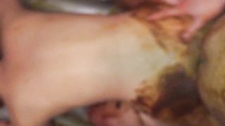 Masturbating with brown poop