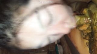 Beautiful brunette rides a dirty cock