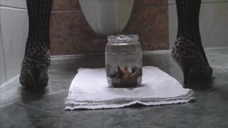 Hot wife shitting in a glass