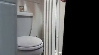 Sweet girl shitting over toilet