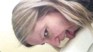 Chubby babe licks fresh shit