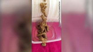 Brunette girl shits two times