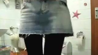 Beautiful blonde pooping a big one