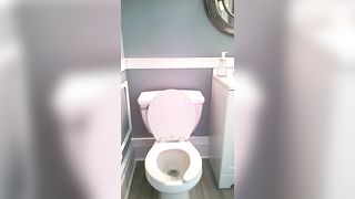 Blonde babe shitting in toilet slowly