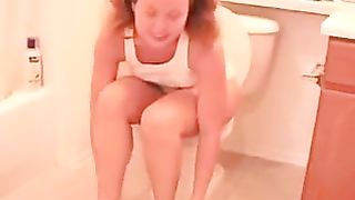 nice girl pooping and peeing