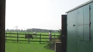 Shitting in a plastic trash can