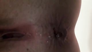 Shaved babe shitting and peeing