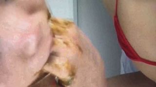 Lesbian babes eat fresh shit