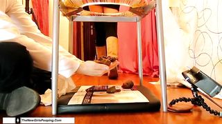 Feeding her slave with lots of poop