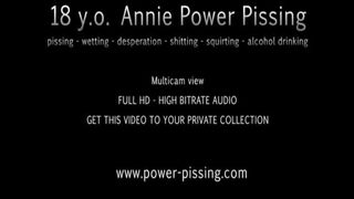 Hot brunette power peeing