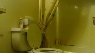 Girl on period shitting on bathroom floor