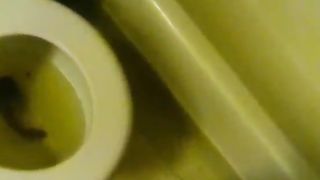 Girl on period shitting on bathroom floor