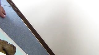 Pulled pink panties aside to poop