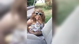 Brown haired babe shitting outdoor