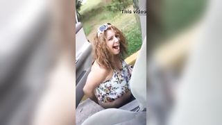 Brown haired babe shitting outdoor