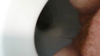 Hairy babe shitting and peeing