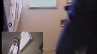 Spying on blonde milf shitting