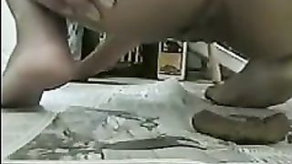 Ebony girl pooping slowly