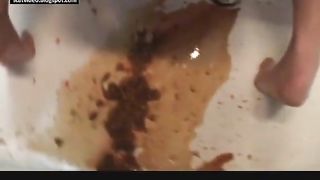 Girl on period tries enema