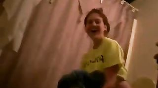 Teen shitting in toilet