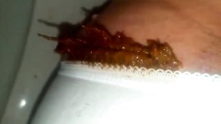 Shitting a lot in white panties