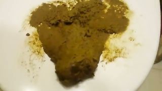 Blonde babe gives scat handjob