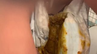 Enema aftermath in diapers