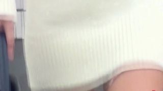 Spying on beautiful teen shitting slowly for us