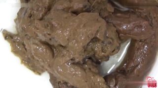 Spying on beautiful teen shitting slowly for us