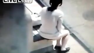 Caught shitting in real public bus stop