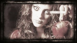 Dark haired babe shits on chubby slave