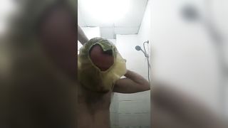 Full rubber pants over my face