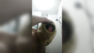 Full rubber pants over my face