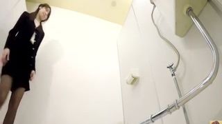 Sweet japanese using a public bathroom