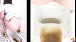 She did a real mess in public bathroom