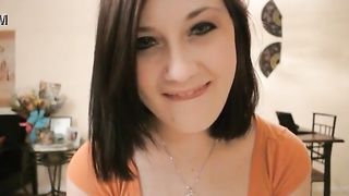 Dark haired babe shitting