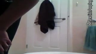 Hot wife pooping in toilet slowly