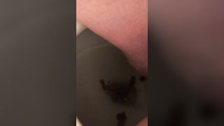 Hairy babe shitting in toilet slowly
