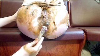 Blonde milf shitting