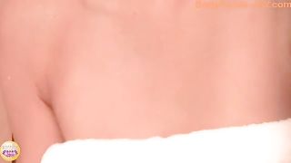 Dark haired japanese girl shitting in sauna