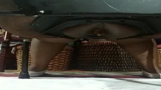 Black babe shits from homemade toilet