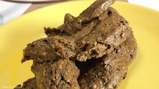 Nerdy blonde shits on a plate